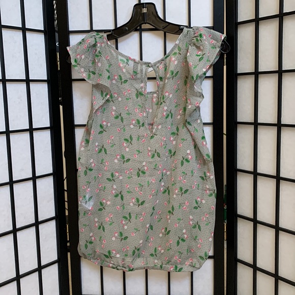 H&M Sheer Grey Cherries Blouse - Picture 2 of 3